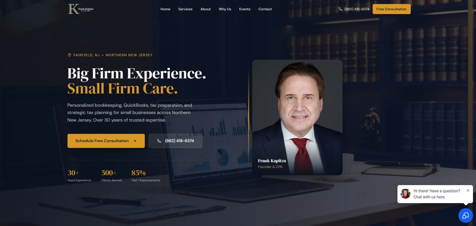 Client website home page