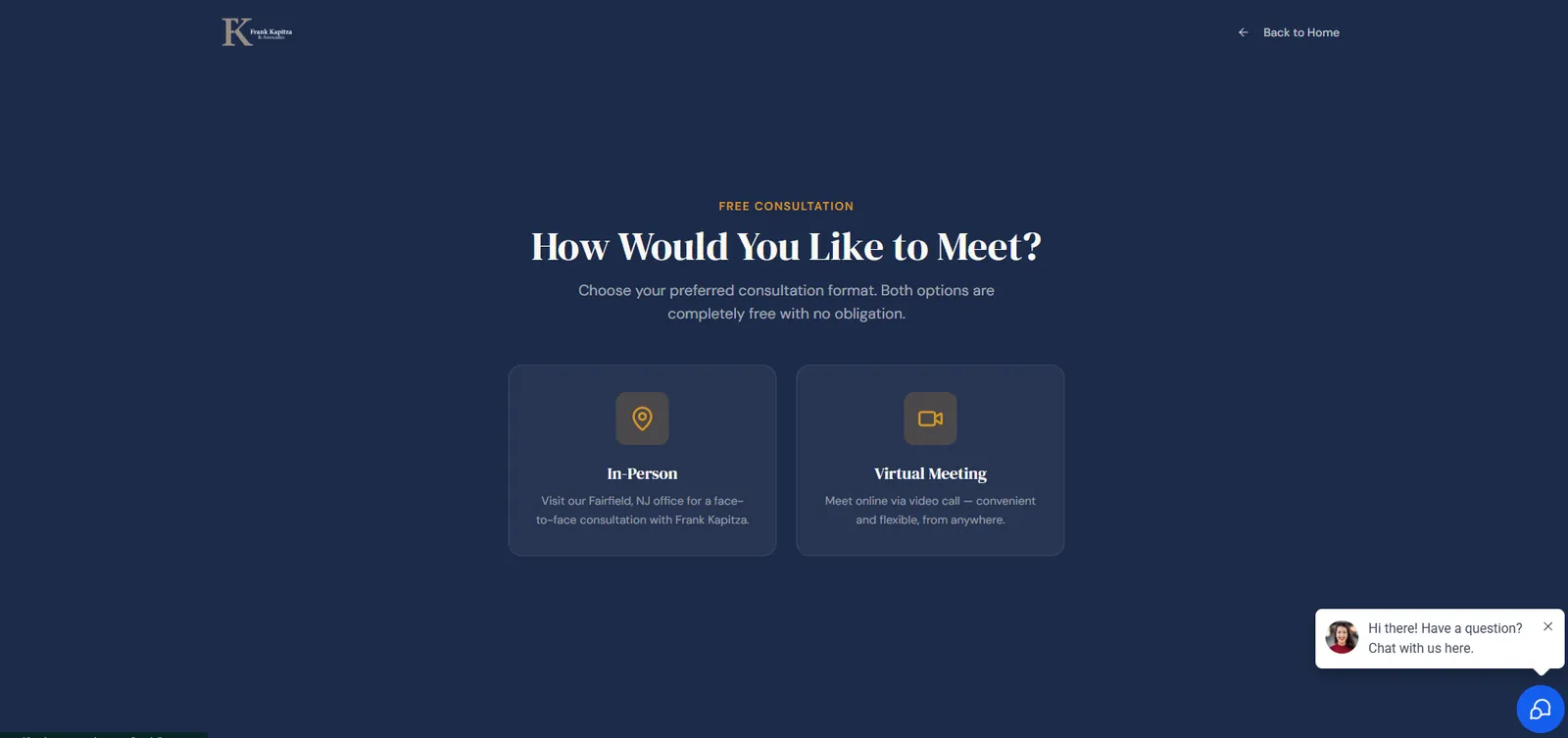 Consultation booking page